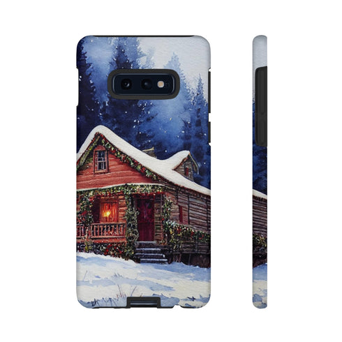 Cozy Christmas Cabin in the Snow - Impact Resistant Phone Case Samsung Galaxy S10E Matte